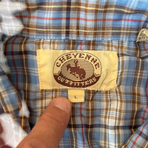 Vintage Cheyene Outfitters Men's Western Plaid Pearl Snap Shirt Size L - Picture 4 of 4